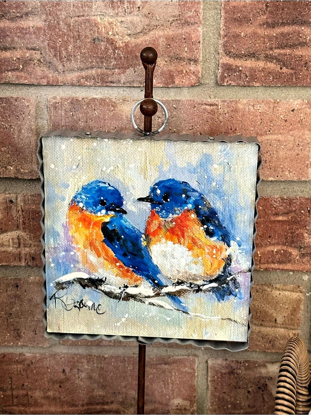The Round Top Collection Mini Blue Birds in Snow